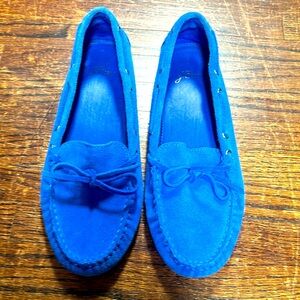 Royal Blue J Crew Moccasin Flat Flats excellent used condition 8.5